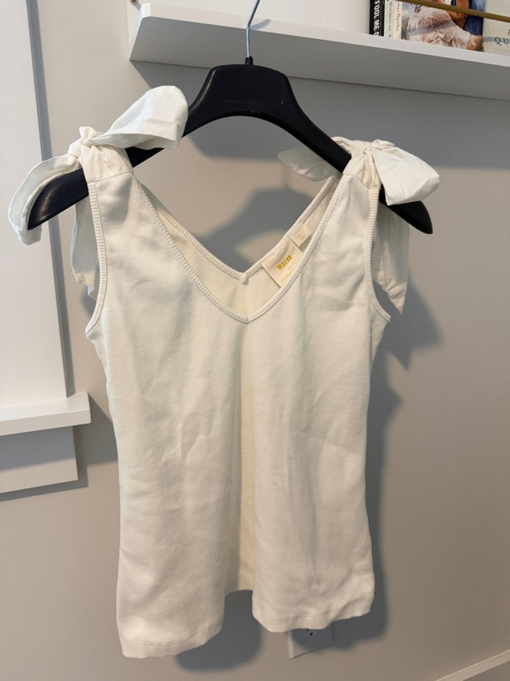 Maeve White Tie-Shoulder V-Neck Tank